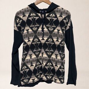 CHAPS Southwestern Aztec Hooded Waffle Knit Boho Western Hoodie